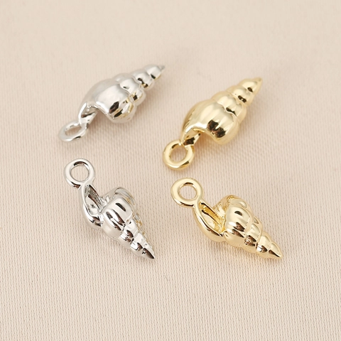 Pendentifs de Coquillage Marin en Cuivre Plaqué Or 14K Avec Zirconia Pour Fabrication de Bijoux Collier Bracelet DIY
