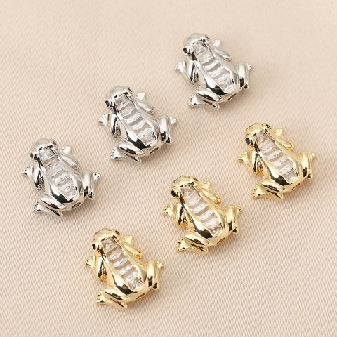 Pendentif Grenouille en Cuivre Plaqué Or 18K Avec Incrustation de Strass Charme d'Animal à la Mode pour la Fabrication de Bijoux DIY
