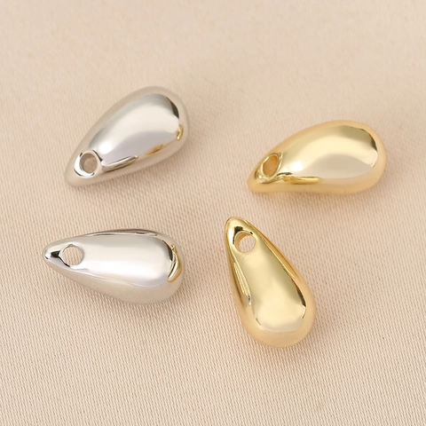Minimalistische Koperen Traan Hangers Echt Verguld Hoogglans Gepolijst Waterdruppel Charms Voor DIY Sieraden Maken Vrouwen