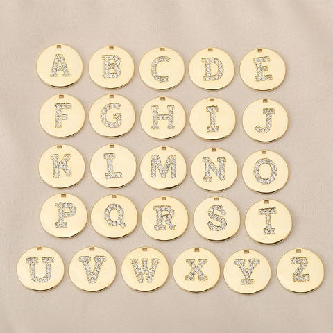 Luxury Copper Zircon Round Alphabet Charms For DIY Necklace Bracelet Making Fashion Jewelry Micro Inlaid Letter Pendants