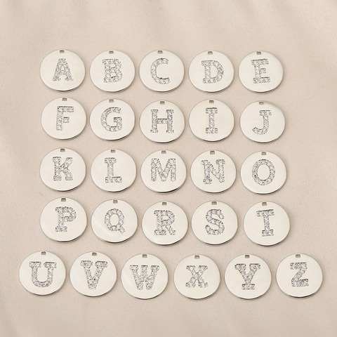 Luxury Copper Zircon Round Alphabet Charms For DIY Necklace Bracelet Making Fashion Jewelry Micro Inlaid Letter Pendants