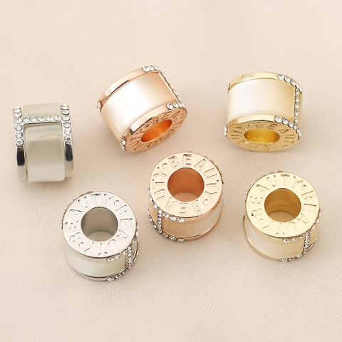 Copper Cylindrical Charm Pendant With Rhinestones And Enamel Letter H Shaped DIY Jewelry Accessory For Bracelet Women