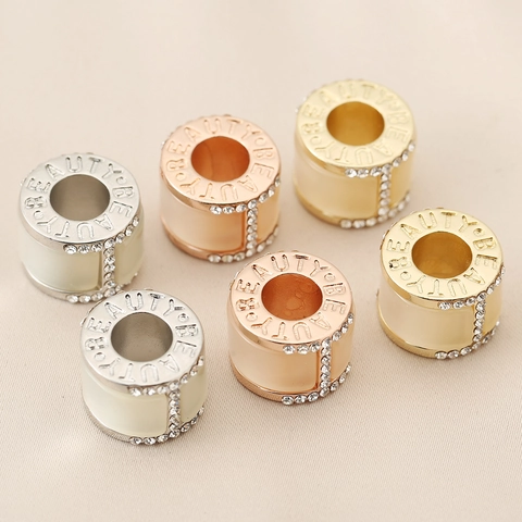 Copper Cylindrical Charm Pendant With Rhinestones And Enamel Letter H Shaped DIY Jewelry Accessory For Bracelet Women