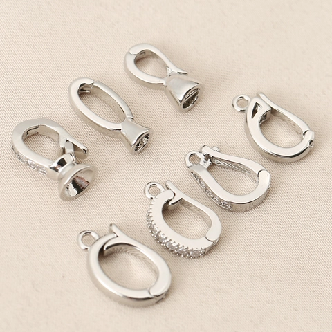 Zircon Copper Gold Plated Jewelry Connectors DIY Pendant Bails Universal Buckle For Necklace Bracelet Jewelry Making Findings