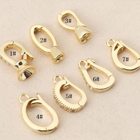 Zircon Copper Gold Plated Jewelry Connectors DIY Pendant Bails Universal Buckle For Necklace Bracelet Jewelry Making Findings