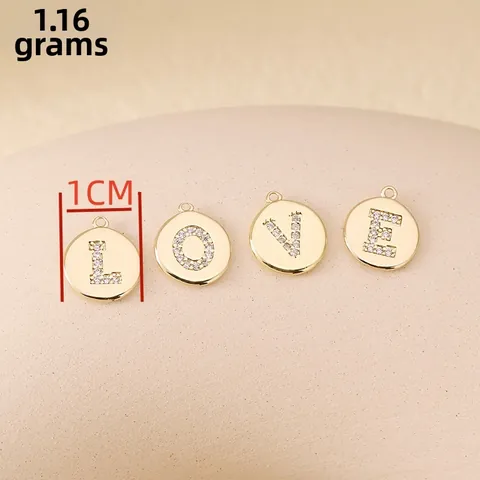 Brass Cubic Zirconia Initial Letter Pendant Round Oval Heart Gold Silver Plated DIY Jewelry Making Pendants Only