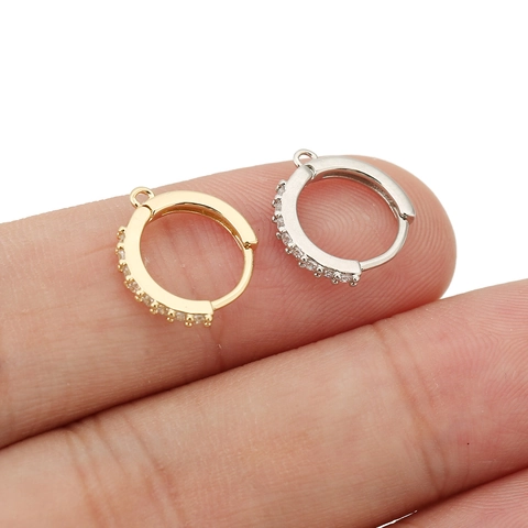 Koperen 18K Vergulde Strass Huggie Oorknopjes Met Lus Voor DIY Sieraden Maken Minimalistische Oorbelsluitingen