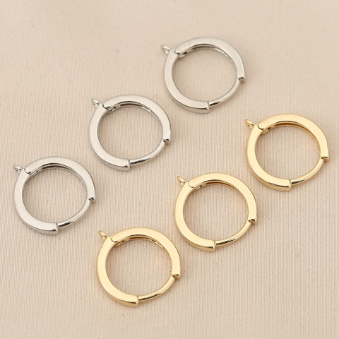 Pendientes de Aro Huggie de Cobre Vintage Para Mujer Accesorios de Joyería DIY Versátiles Con Anillo Colgante Oro Plata Galvanizado