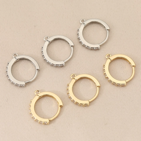 Koperen 18K Vergulde Strass Huggie Oorknopjes Met Lus Voor DIY Sieraden Maken Minimalistische Oorbelsluitingen