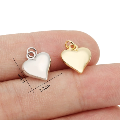 Minimalist Solid Copper Heart Pendant 18K Real Gold Plated Puffy Heart Charm For DIY Necklace Clavicle Chain Accessory