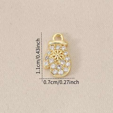 18K Gold Plated Copper Zirconia Glove Snowflake Pendant Charms For DIY Necklace Bracelet Making Christmas Jewelry Findings