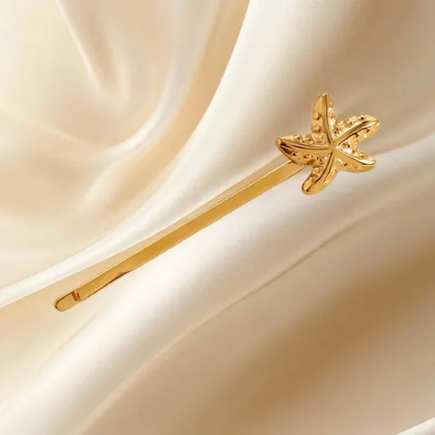 Fermaglio per Capelli a Stella Marina in Acciaio Inossidabile Oro Metallo Forcina per Donna Mare Estate Accessori Capelli