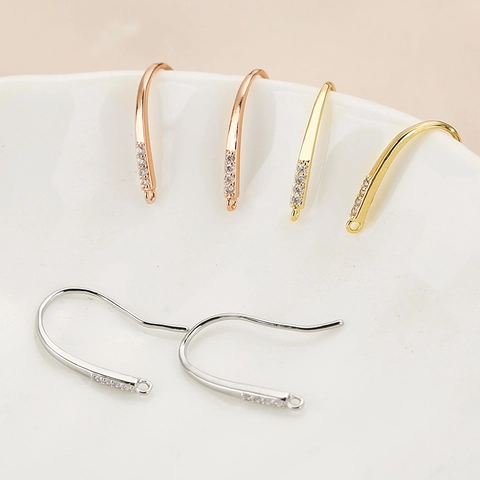 Copper Zirconia Earring Hooks For DIY Jewelry Making Findings Gold Plated Earring Accessories With Loop For Women Jewelry
