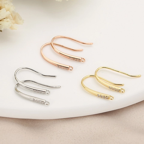 Copper Zirconia Earring Hooks For DIY Jewelry Making Findings Gold Plated Earring Accessories With Loop For Women Jewelry