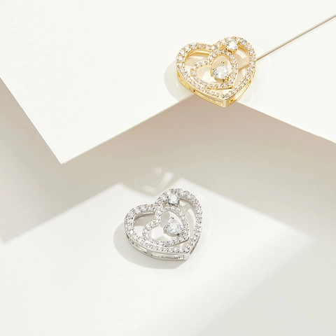 Vintage High-End Kupfer Doppel Herz Anhänger Mit Weiß Strass Besetzt Schmuck Charme Für DIY Ohrring Halskette Zubehör