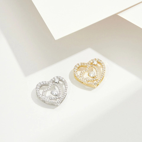 Vintage High-End Kupfer Doppel Herz Anhänger Mit Weiß Strass Besetzt Schmuck Charme Für DIY Ohrring Halskette Zubehör