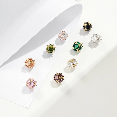 DIY Copper Geometric Ball Rhinestone Pendant Earring Accessory Multi Color Faceted Crystal Inlaid Jewelry Making Findings For Women