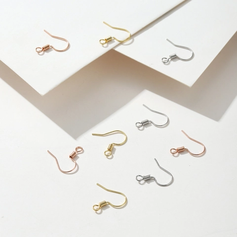 Ganchos para Pendientes de Cobre Chapado en Oro 18K Alambres de Gancho con Espiral y Lazo para Fabricación de Joyas DIY Accesorios Hechos a Mano