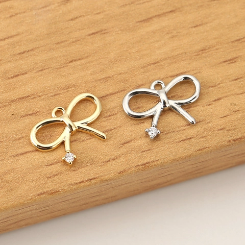 Colgante DIY de Lazo de Cobre Bañado en Oro de 18K Plata Con Zirconia Para Fabricación de Collares Pendientes Bisutería