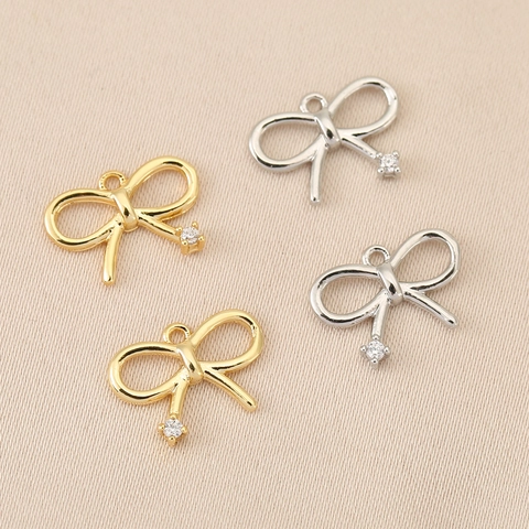 Colgante DIY de Lazo de Cobre Bañado en Oro de 18K Plata Con Zirconia Para Fabricación de Collares Pendientes Bisutería