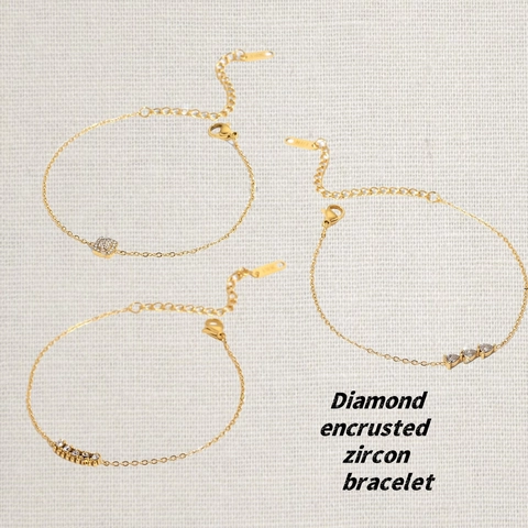 Pulsera de Tenis de Acero Inoxidable Con Circonia Incrustada para Mujer Cadena Geométrica Bañada en Oro Joyería Minimalista