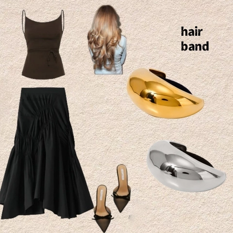 Coletero Minimalista de Acero Inoxidable para Mujer Dorado Plateado Scrunchie Metálico Exagerado Accesorio para Pelo