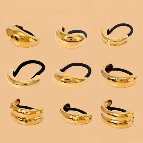 Elastico per Capelli Minimalista in Acciaio Inossidabile per Donna Oro Argento Galvanico Metallo Geometrico Decorativo Accessorio Pendolarismo