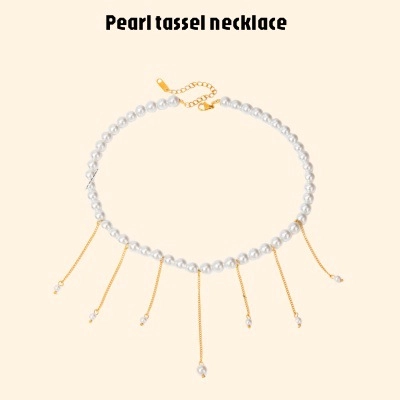 Set di Gioielli in Acciaio Inossidabile Bicolore per Donna Impermeabile Ipoallergenico Anello Orecchini Bracciale Collana Perle Artificiali