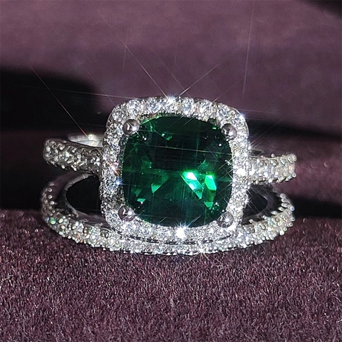 Luxurious Cushion Cut Square Rhinestone Copper Rings For Women Electroplated Engagement Wedding Fashion Jewelry Finger Rings