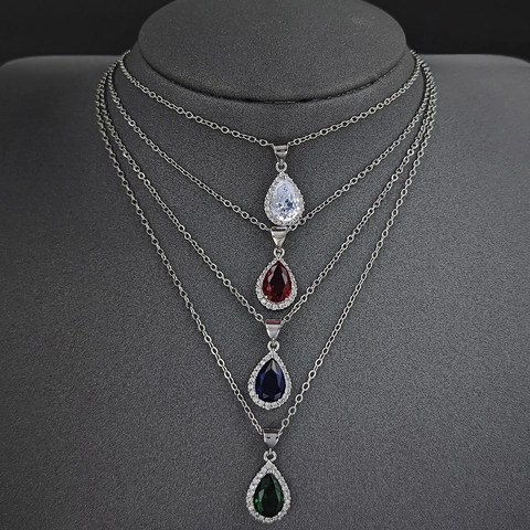 Halskette Damen Birnenschliff Wassertropfen Zirkon Anhänger Luxus Halo Strass Eingelegt O-Kette Schmuck Geschenk Für Hochzeit Party
