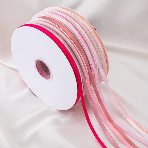 Thin Satin Ribbon For Gift Wrapping Bouquet Floral DIY Crafts Handmade Polyester Ribbon Rolls Wedding Party Decoration