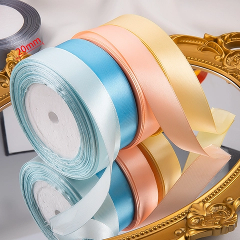 Glossy Solid Color Satin Ribbon For Wedding Decor Gift Wrapping DIY Crafts Cake Baking Bow Making Sewing Accessories