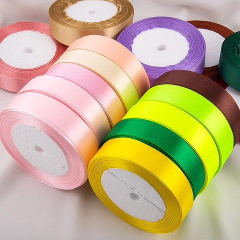 Solid Color Satin Ribbon Elegant Polyester Fabric Ribbon For Gift Wrapping Flower Bouquet DIY Crafts Wedding Party Decoration
