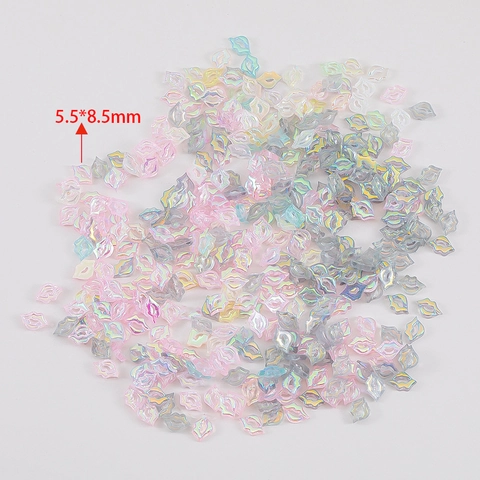 Iridescent Lip Shaped Nail Art Charms Aurora Laser Resin Patch For DIY Craft Jewelry Making Slime Filler Material Decorative Accessory