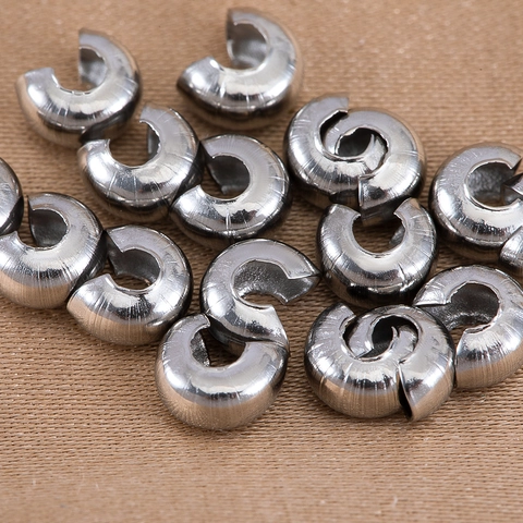 Stainless Steel Crescent Crimp Bead Covers Half Moon Knot End Fastener Jewelry Findings For DIY Bracelet Necklace Making