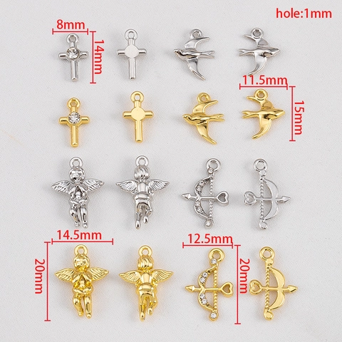 Alloy Cupid Arrow Cross Pendant Rhinestone Charms Gold Silver Plated Jewelry Findings For Bracelet Necklace Making Women
