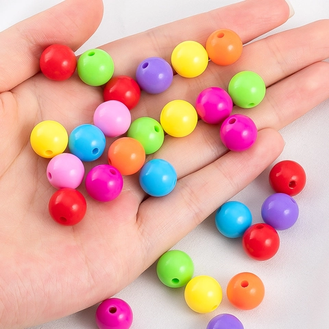 Glatte Acryl Rundperlen Candy Farbe Gerade Loch Lose Perlen Für DIY Handgemachten Schmuck Armband Halskette Zubehör