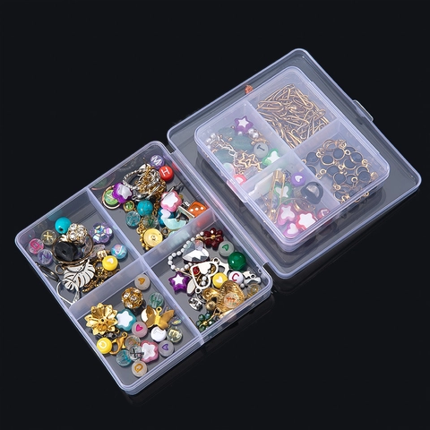 Clear Plastic Storage Box Organizer For Jewelry Small Parts Craft Components Diy Accessories Clear Grid Box