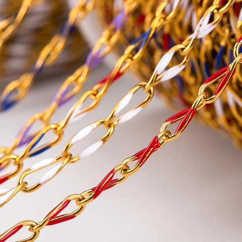 DIY Stainless Steel Enamel Twisted Oval Link Chain Gold Plated 9.5x3.5mm For Necklace Bracelet Jewelry Making Supplies