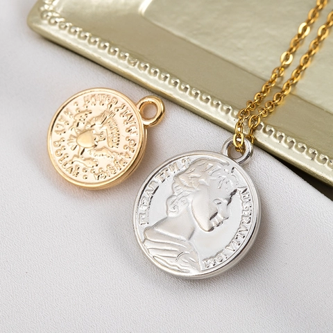 Vintage CCB Ciondolo Moneta Queen Relief Snowflake Charms Per Fai Da Te Collana Bracciale Accessori Oro Argento Ciondoli Retrò