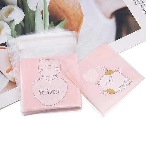 Pink Cartoon Animal Floral Self Sealing Plastic Bags For Jewelry Gift Packaging Cute Swan Cat Unicorn Print Bags