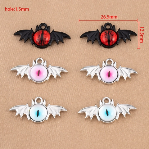 Gothic Bat Wing Evil Eye Alloy Pendants DIY Jewelry Making Accessories Halloween Dark Style Charms For Necklaces