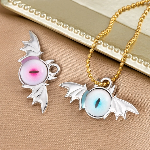 Gothic Bat Wing Evil Eye Alloy Pendants DIY Jewelry Making Accessories Halloween Dark Style Charms For Necklaces