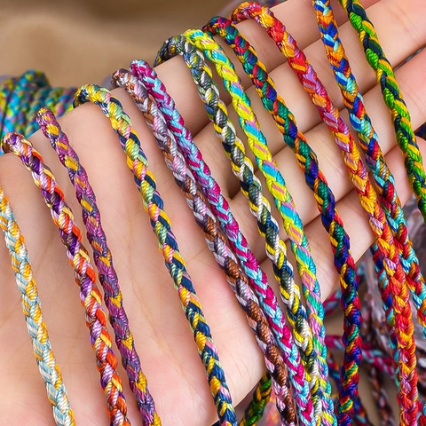 12-Strand Colorful Braided Polyester Rope Cord For DIY Handmade Jewelry Bracelet Necklace Making Accessory Rainbow Craft String