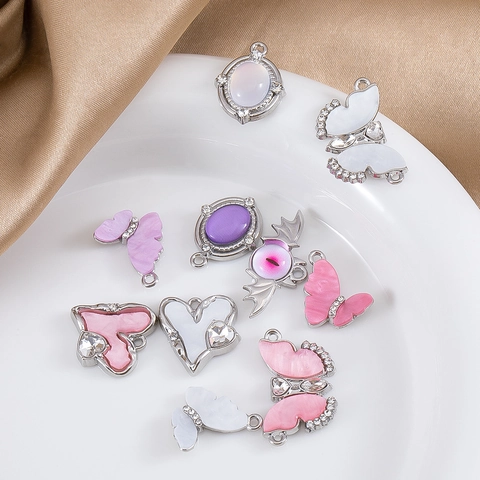 Colgantes de Aleación con Strass Corazón Mariposa Ojo Turco Para Hacer Joyas DIY Pulsera Collar Accesorios Mujer