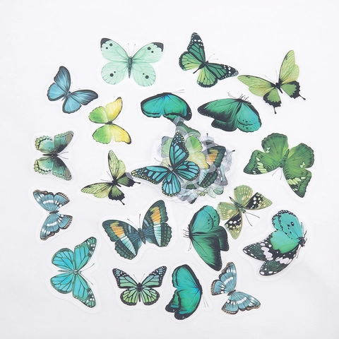 Realistici Adesivi a Farfalla in PET Trasparenti Impermeabili Decalcomanie Decorative per DIY Scrapbooking Journaling Confezioni Regalo Forniture per Scrapbook Estetici