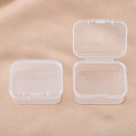 Scatola di Immagazzinaggio Mini in Plastica PP Trasparente Rettangolare Piccolo Organizzatore Con Coperchio per Gioielli Orecchini Perline Artigianali Custodia Portatile per Casa