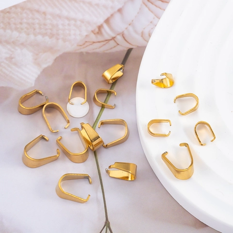 Ganci a Pressione per Pendenti in Acciaio Inossidabile per Creazione Gioielli Fai-da-te Connettori per Collane Oro Galvanizzato