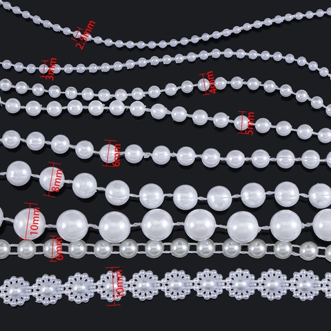 Artificial Pearl Sunflower Decorative Chain Plastic Bead Garland DIY Jewelry Making Bag Accessory Hair Decoration Accessory
