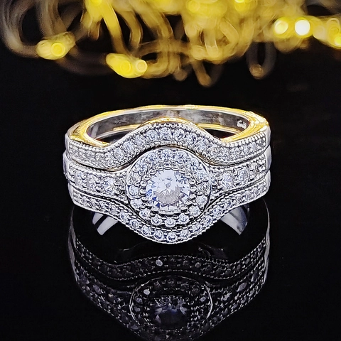 Bagues Halo Rondes En Cuivre De Luxe Avec Strass Pour Femme Mariage Fiançailles Bijoux CZ Brillants Pour Doigt